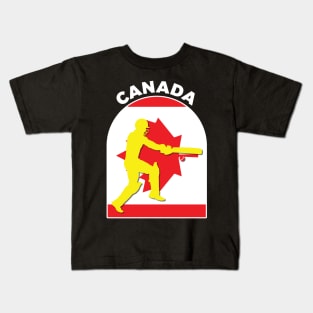 Canada Cricket Batsman Canada Flag Kids T-Shirt